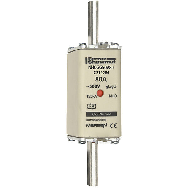 Mersen NH-Sicherungseinsatz SF Gr.0 gG 80A/500V KM NH0GG50V80